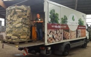 Trockenes Kaminholz als Buche/Eiche-Mix auf 2-SRM-Palette