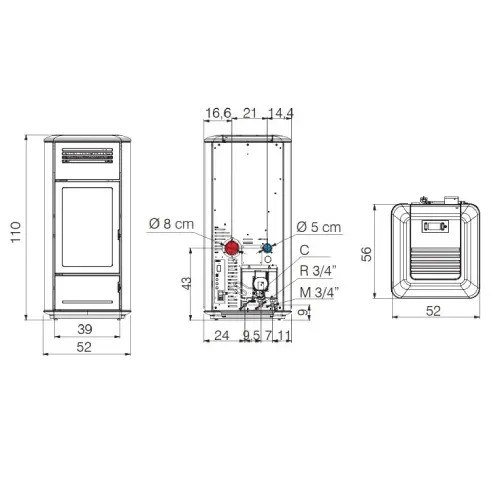 Pelletofen Edilkamin Milla H 15 Evo 14,8 kW wasserführend – Bild 3